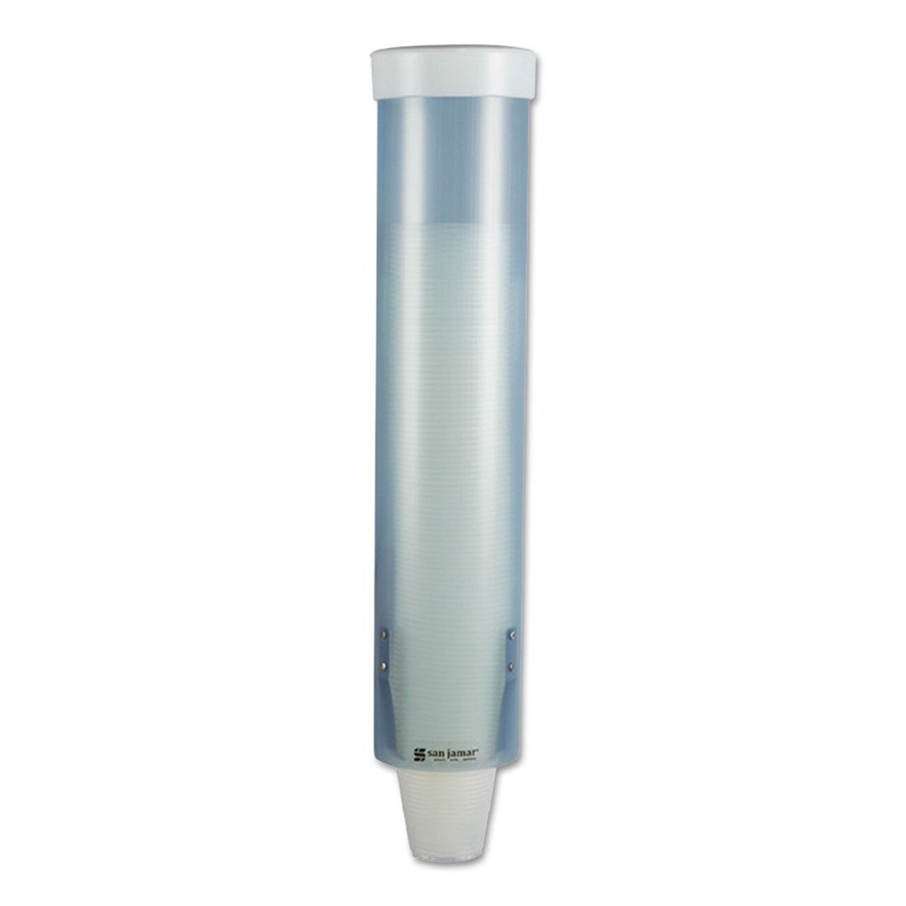 San Jamar Adjustable Frosted Water Cup Dispenser For 4 oz. to 10 oz. Cups - Blue
